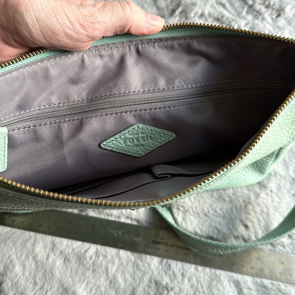Pair of Fossil Purses - a sea-foam green Crossbody and a black over the shoulder - Picture 6 of 16